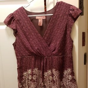 Bandolino brown and cream patterned blouse